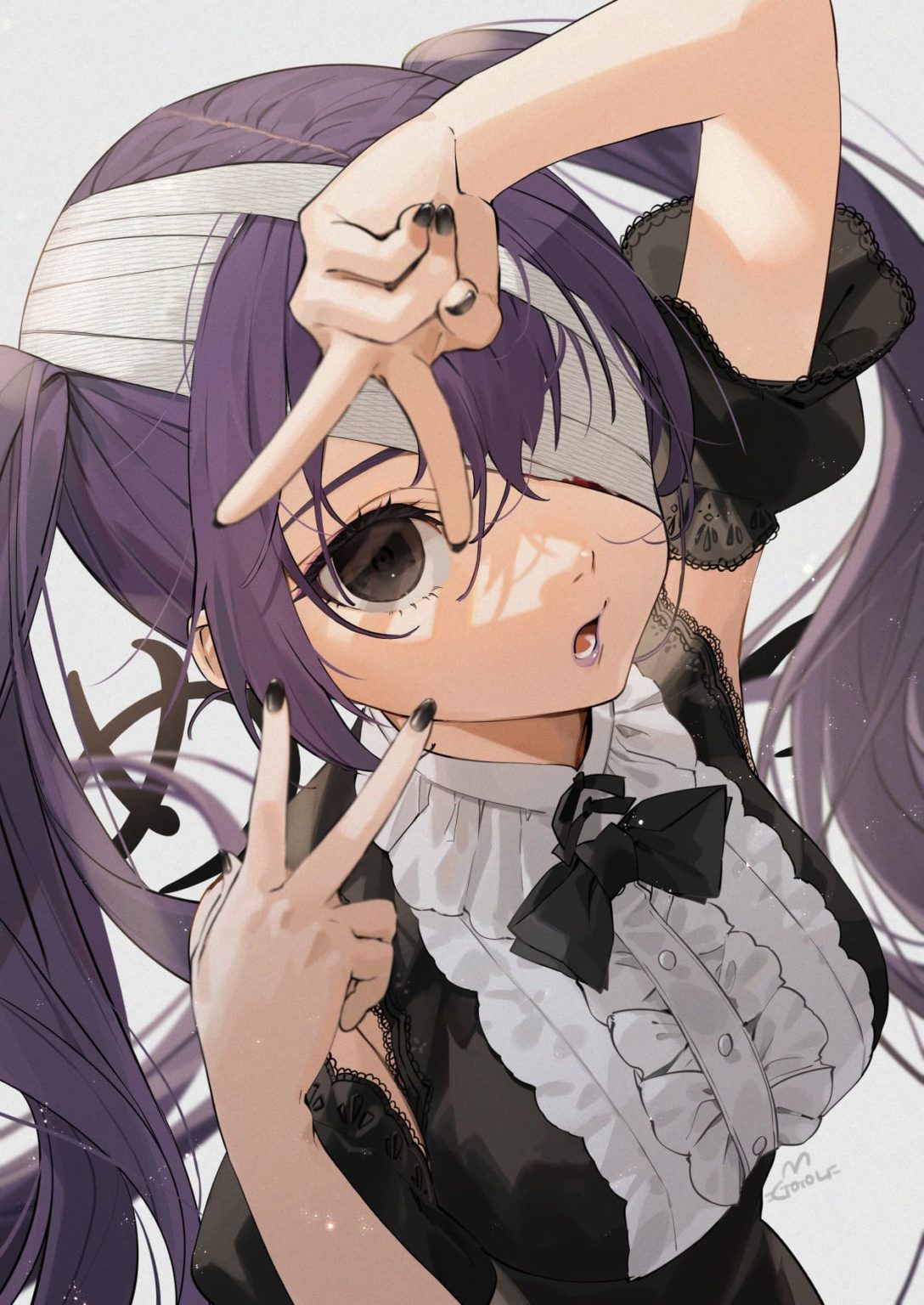 Anime girl with bandage on eye Images, Photos